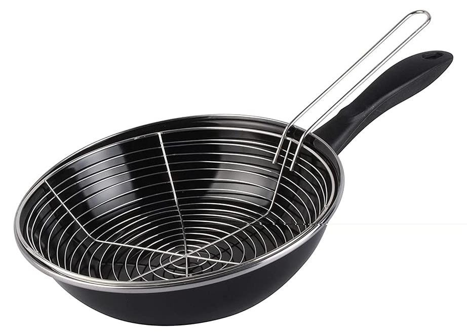 Dripio Friteuse van geëmailleerd staal met antiaanbaklaag, zwart, 26 cm