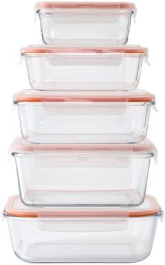 IMUSA 10 Piece Set Glass Rectangular Food Container
