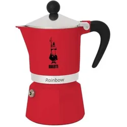 Bialetti Espressokocher Rainbow für 6 Tassen, Espresso, Espressokanne, Kaffeebereiter, Aluminium, Rot, 270 ml, 4963