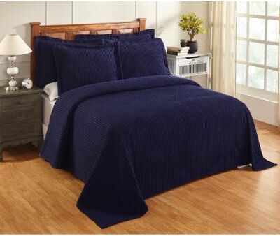 Better Trends Jullian Collection in Bold Stripes Design Bedspread by Better Trends in Navy (Size KING)