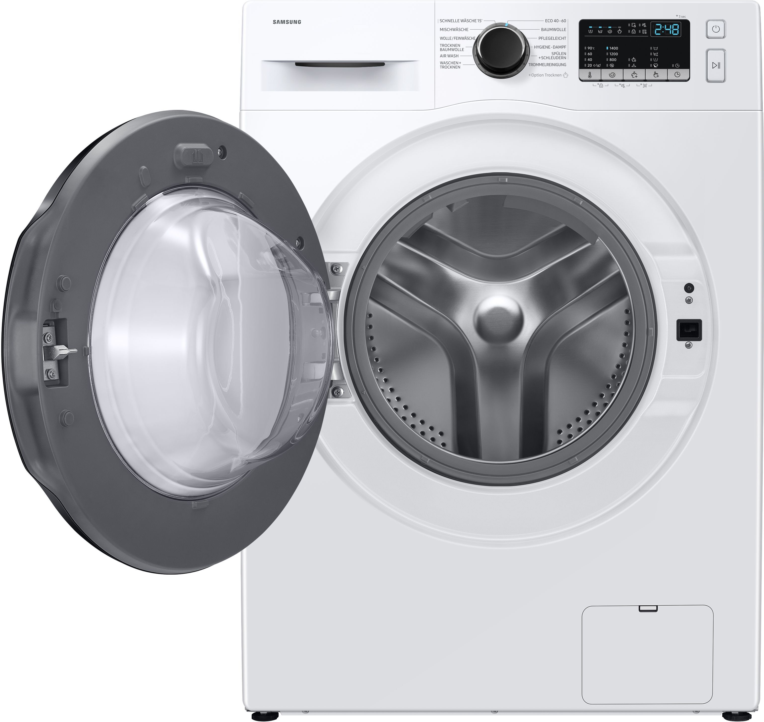 SAMSUNG Waschtrockner "WD80HG4U04BEEG", Wasch_Trocken_Zyklus: E (A-G), weiß, B:60cm H:85cm T:64,5cm, Waschtrockner, Waschtrockner