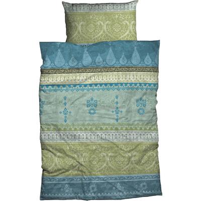 Bettwäsche CASATEX "Indi", grün (jadegrün), B/L: 240cm x 220cm, 1 Stk., 2 Stk., Biber, B/L: 80cm x 80cm & 80cm x 80cm, 3 Stk., Biber, Obermaterial: 100% Baumwolle, Bettwäsche, Bettwäsche, romantisch, orientalisch, weich und gemütlich