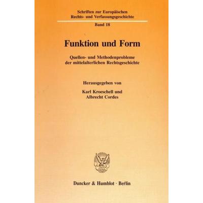 Funktion und Form., Taschenbuch von , Duncker & Humblot, 978-3-428-08919-2