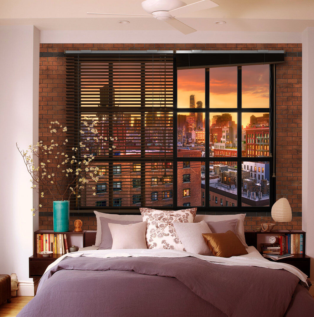Ebern Designs Bostow Brooklyn Brick 2.54m x 3.68m Wall Mural Orange/Black/Brown 254cm L