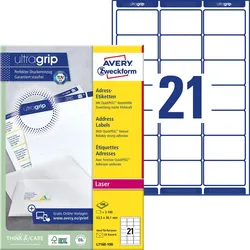 AVERY Zweckform Adressetiketten L7160-100 weiß 63,5 x 38,1 mm
