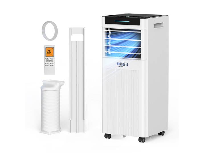 Humhold 7000 BTU climatiseur portable, unité de climatisation 3 en 1 de 2,0 kW avec modes refroidissement, déshumidification et ventilation, mode veille silencieux, minuterie de 24 heures, réfrigérant R290, kit fenêtre inclus