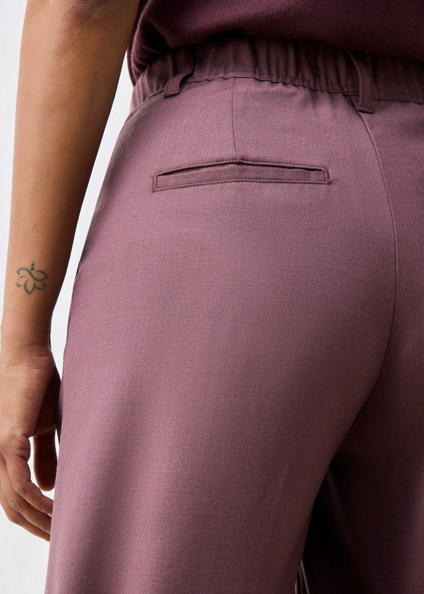 bonprix Bundfaltenhose aus weichem Woll-Mix, lila, Gr.48, moderne weite Bundfaltenhose aus weichem Woll-Mix
