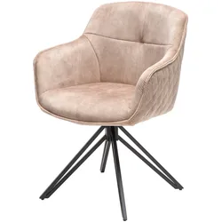 riess-ambiente Stuhl EUPHORIA - drehbar champagner greige Samt Armlehne Metallgestell schwarz Esszimmer