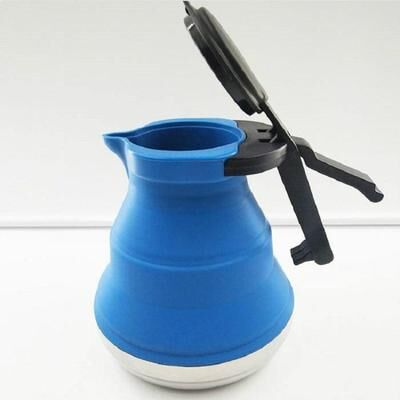 Everyday Crate Foldable Silicone Coffee & Tea Teapot Portable, Heat Resistant blue