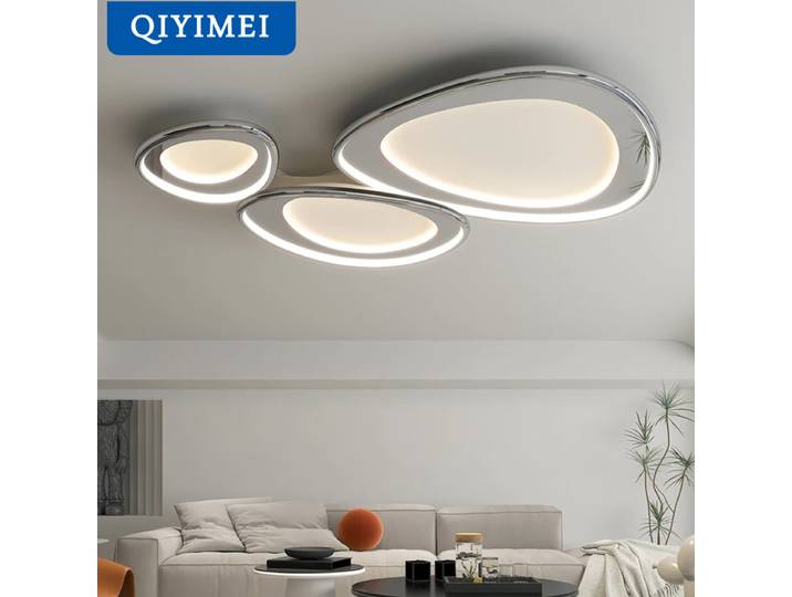 QIYIMEI-Lustres LED chromés blancs pour salon, éclairage intérieur, luminaire de cuisine, lampes Ludéviation, décoration d'intérieur