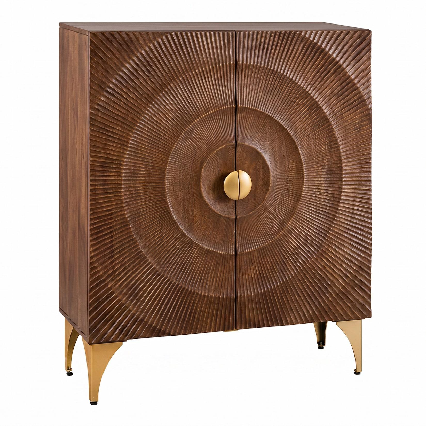 riess-ambiente Highboard GOLDEN SUNSET - 120cm braun, gold handgearbeitet Mangoholz
