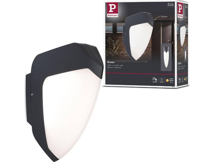 Paulmann LED Applique murale d'extérieur Ikosea Détecteur de mouvement àcrépusculaire (IR) Résistant à l'eau de mer