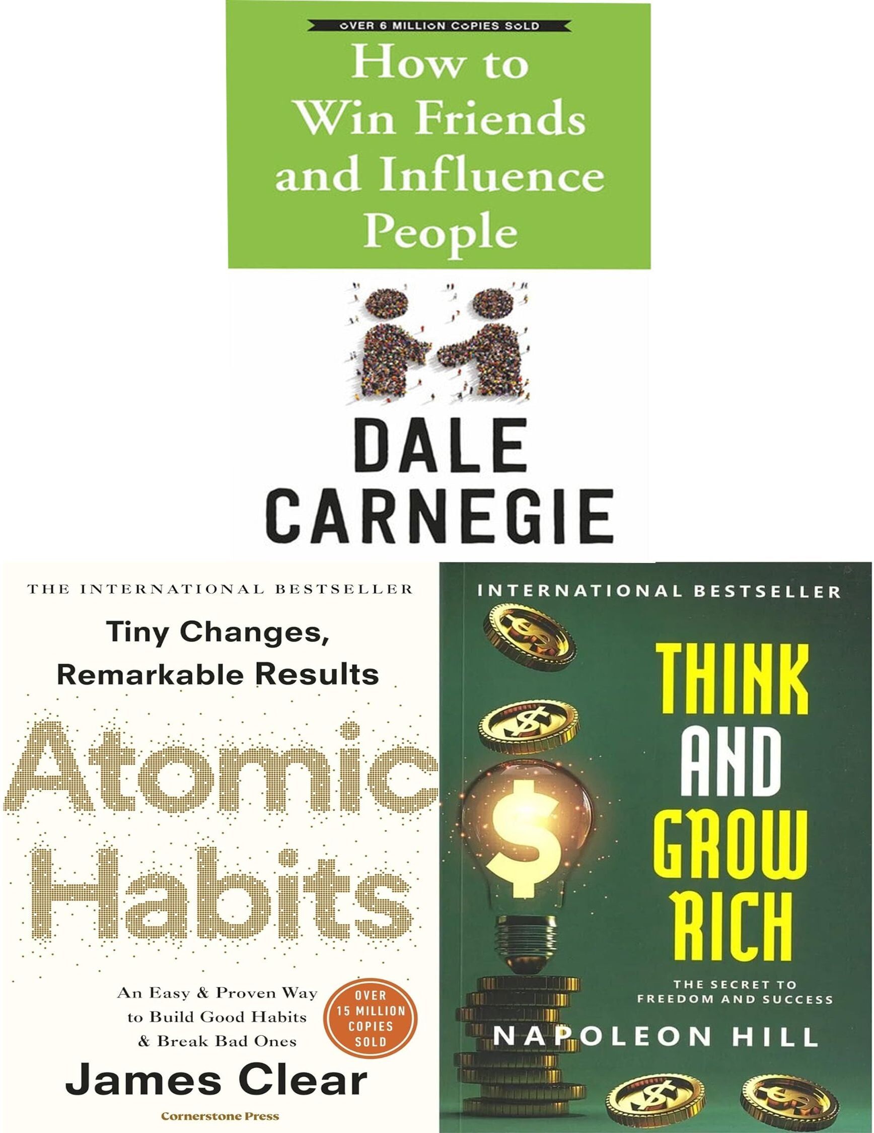 Wilco International LLP Atomic Habits, How to Win Friends & Influence People, Think and Grow Rich – 3 Book Collection Set