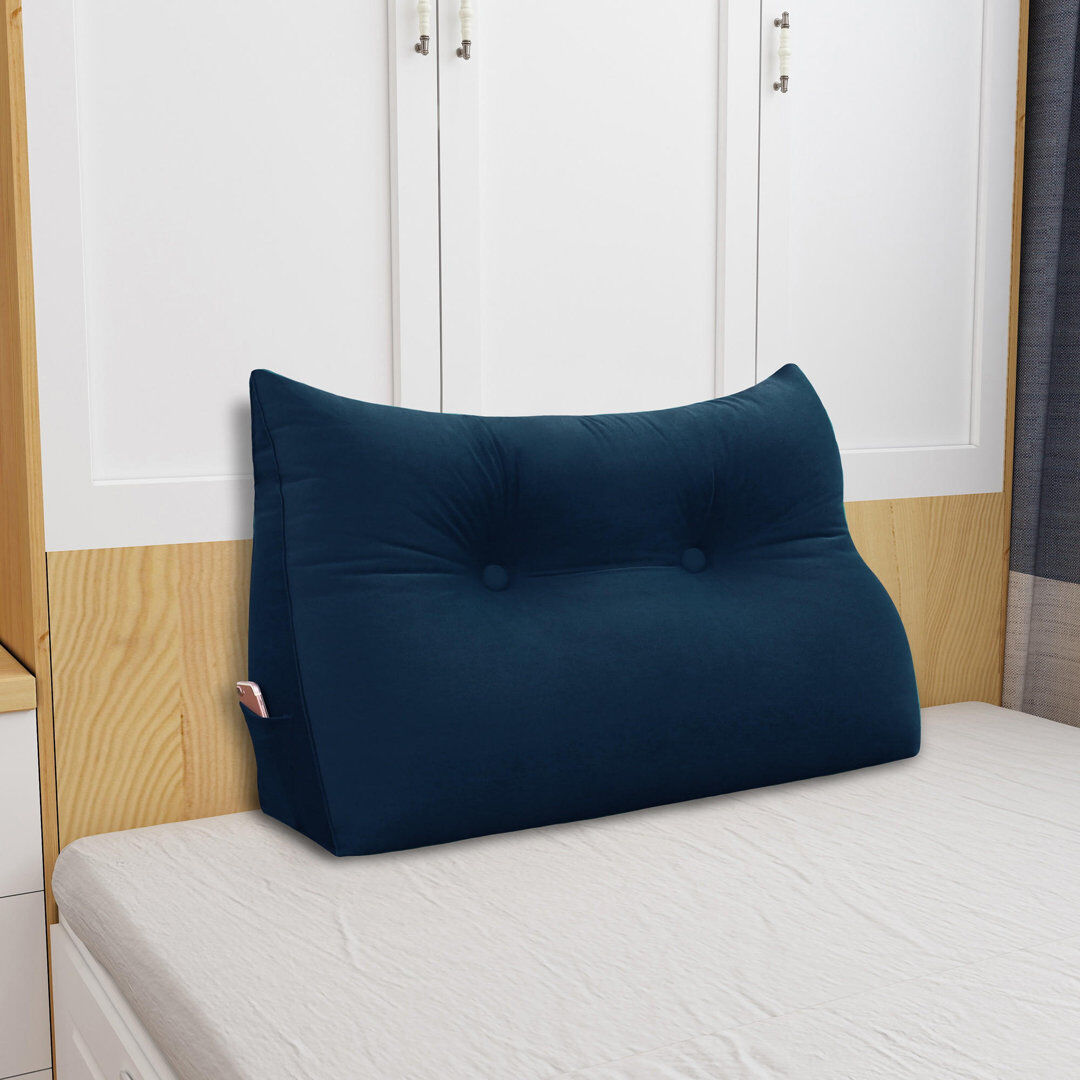 WOWMAX Wedge Reading Pillow Deep Blue 50cm H X 80cm W X 20cm D