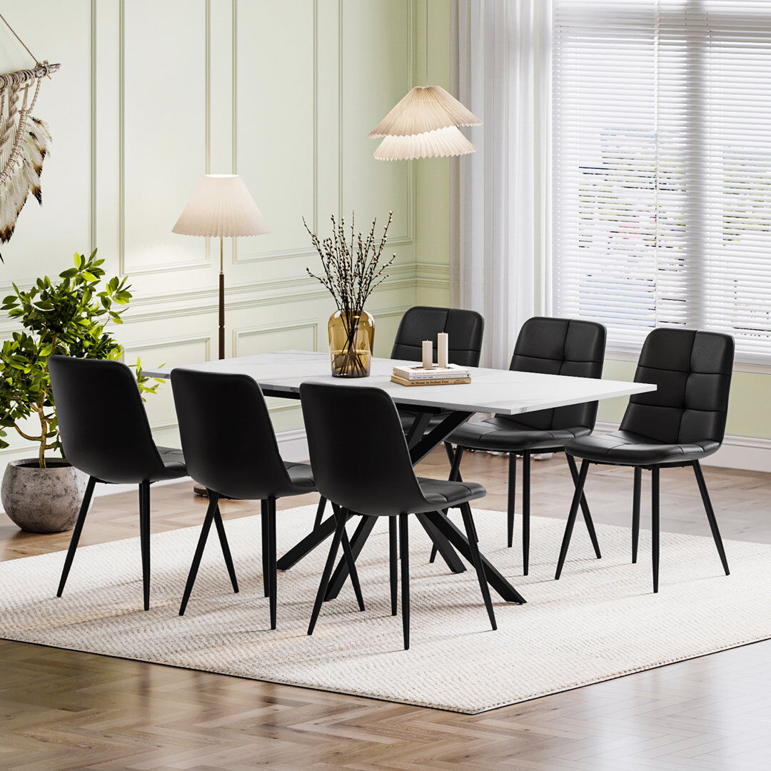 17 Stories 6 -Person Extendable Dining Set Black/White 6