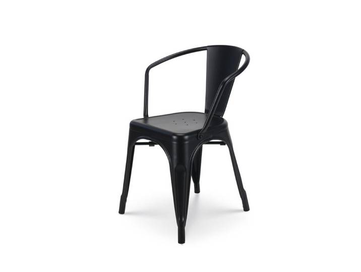 Chaise en métal noir mat style Industriel - Fauteuil industriel avec accoudoirs