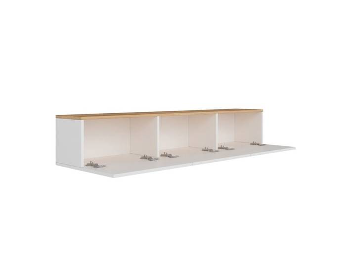 HAL - Meuble TV suspendu avec placards 150cm blanc et bois