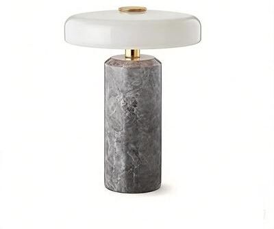 Uplifted Finds Modern Bedside Table Lamp Marble Pattern Base Small Glass Night Light For Bedroom grey Base