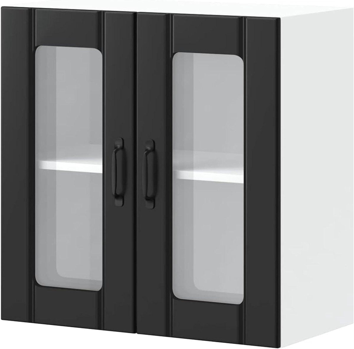 Houten wandkast met glazen deur voor de keuken, hal of badkamer