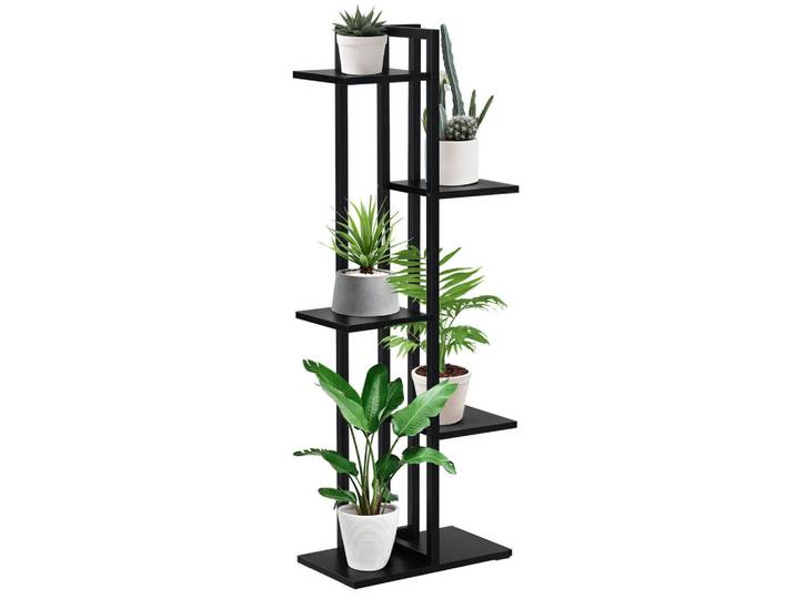 ComfortXL Blumentreppe De-12247 5-stufig, 40/22/113 cm, ma/. 2 kg pro Etage Schwarz, 22x113x40 cm, Wohnzimmer, Wohnzimmertische, Blumenständer