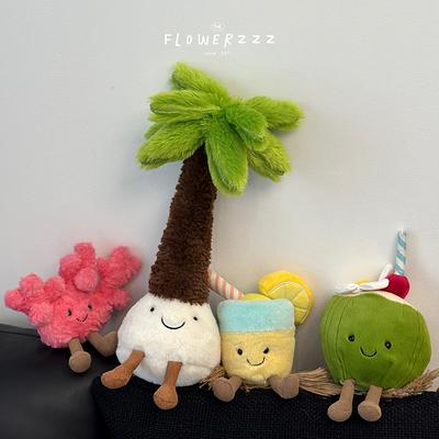 Combo Retail Shop Lemonade Coconut Plushies, Very Soft Palm Tree Red Coral Plush Toy, Cartoon Doll Home Decor, Xmas Gifts For Girls cocunut