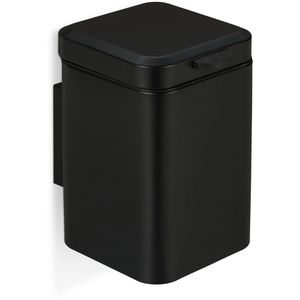 Relaxdays Mülleimer 10038564, schwarz, Kosmetikeimer aus Metall, Wandmontage, 3 Liter