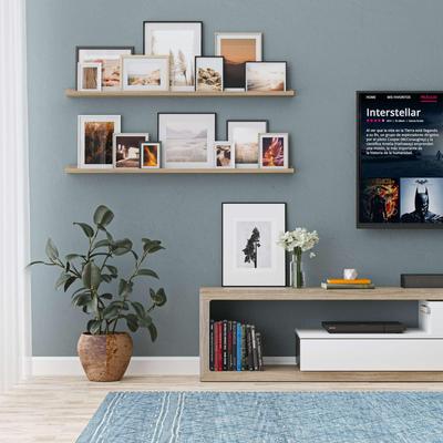Wallniture Picture Ledge Shelf 48 inch, Vinyl Display Shelf, Photo Display Shelf for Wall, Farmhouse Decor, Wall Mounted, Natural, 2 Pcs