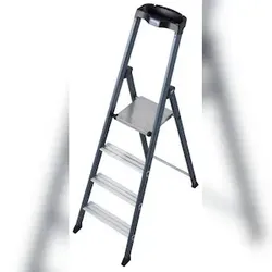 Stufenstehleiter Sepro S, eloxiert, extrem rutschfeste Plattform, 4 Stufen