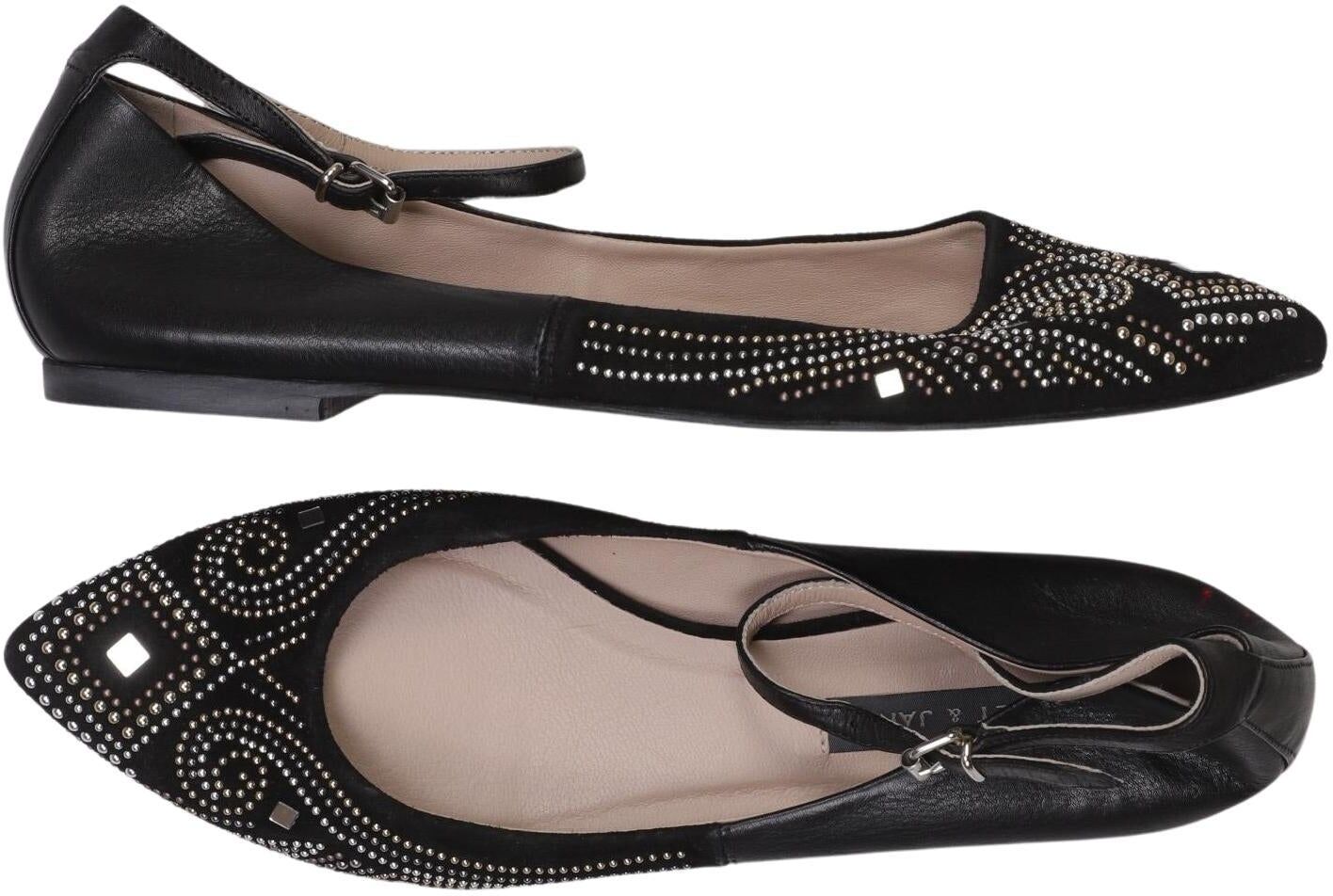 Janet & Janet Damen Ballerina, Schwarz, Gr. EU 40, Leder - Second Hand