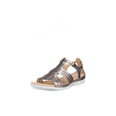 Sandale ECCO "FLASH", Damen, Gr. 40, Leder, silber (hellgrau), metallic, Schuhe Sandale, Sommerschuh, Urlaubsschuh mit Klettverschluss