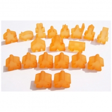 Hans im Glück Carcassonne - Meeple - 19er-Set (komplettes Spielfiguren-Set) - FROZEN Orange 293398