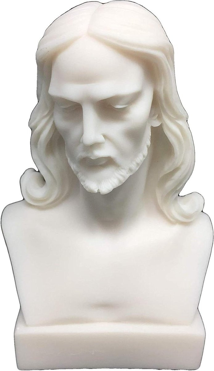 Jezus Beeldje - Heer Redder Sculptuur - Woondecoratie - Alabaster Afwerking - Hoogte: 16 cm - Wit
