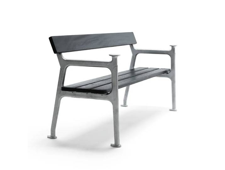 Byarums bruk Vilamoura Sofa Mahagoni schwarz lasiert, Rohaluminiumgestell