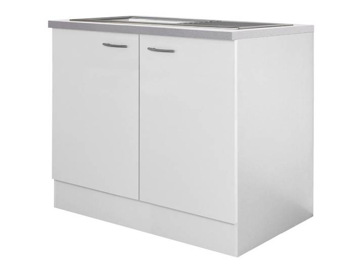 FlexWell Spülenunterschrank, Weiß, 100x85x60 cm, Made in Germany, individuell planbar, Küchen, Küchenmöbel, Küchenschränke, Küchenunterschränke