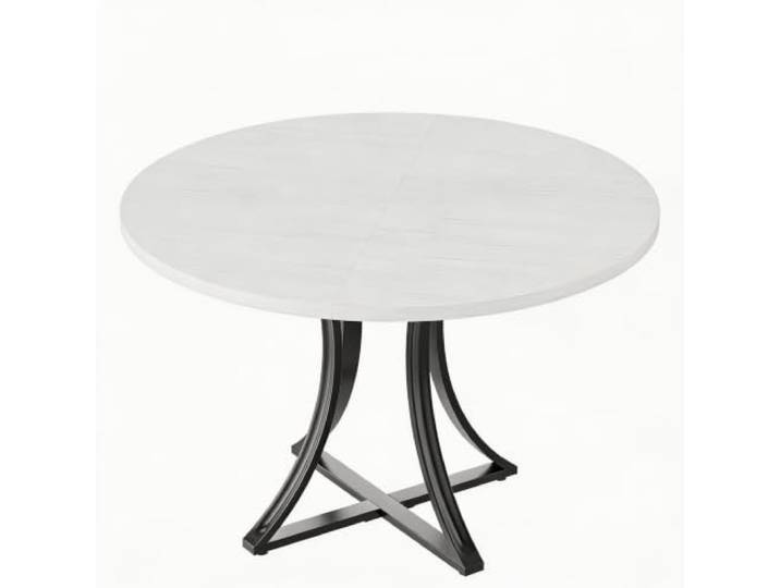 Hapterouse Esstisch 100 cm Holzoptik Metallgestell Weiß 2–4 Personen Stabiles Gestell, modernes Design, kompakte Form, gemütlicher Essplatz