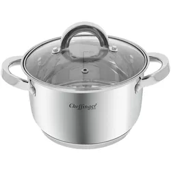 Cheffinger Kochtopf Inox mit Induktionsdeckel, Pfanne + Kochtopf, Grau, Silber