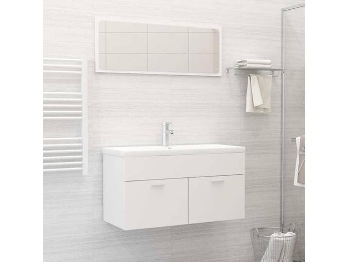 Ensemble de meubles de salle de bain 2 pcs Blanc Aggloméré 804800