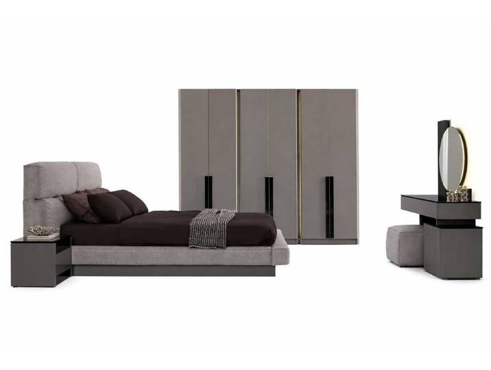 JVmoebel Schlafzimmer-Set Designer Schlafzimmer Set 7tlg: Bett, Nachttische, Schrank, (6-tlg), Made in Europa