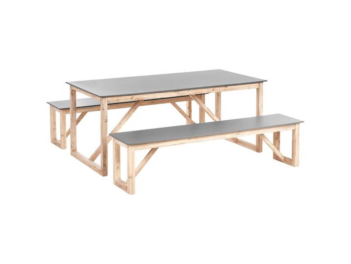 GARTENMÖBEL-SET mit Bänken Grau Beton Notteri