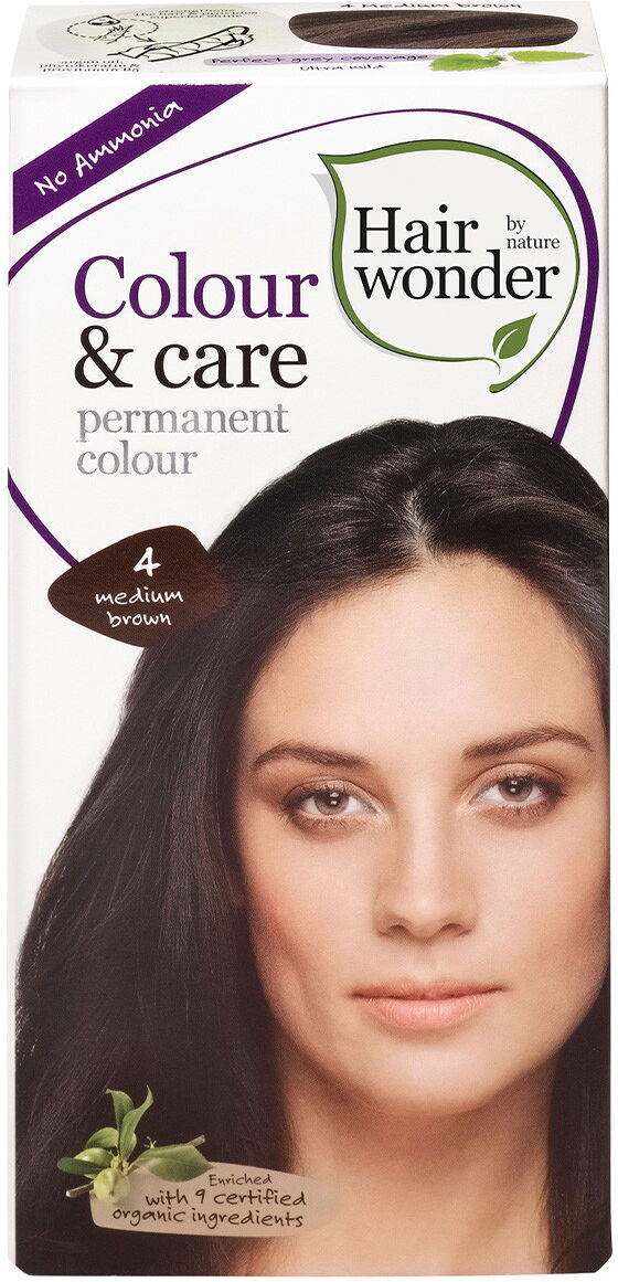 100ml Hairwonder Colour & Care permanent colour 4 medium brown