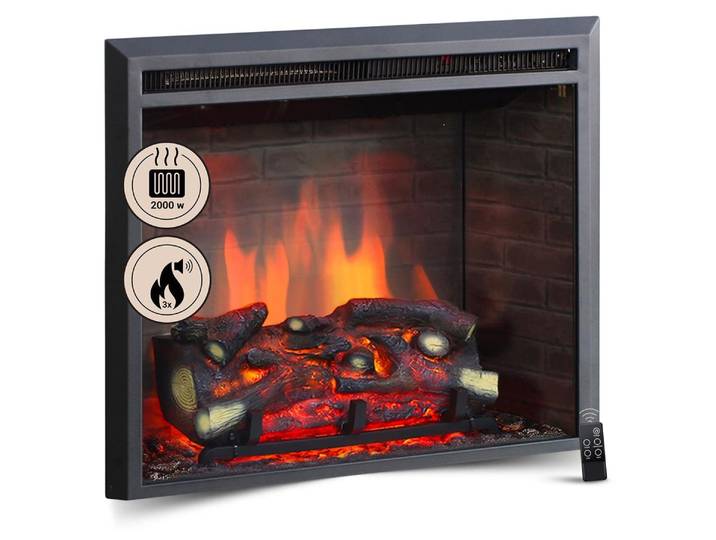 RICHEN EF43C Elektro-Kamin, Wandgerät, 2000 Watt, 2 Heizstufen, Echtfeuereffekt, Thermostat