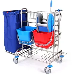 Floorstar RW 2T 2-70 ES ESTAWA Reinigungswagen Reinigungswagen 2 Top - Edelstahl mit Halterahmen 2 x 70 l