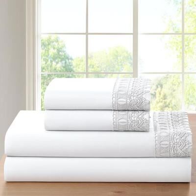 Trade Linker International Crochet Lace Sheet Set, Full / Double, White