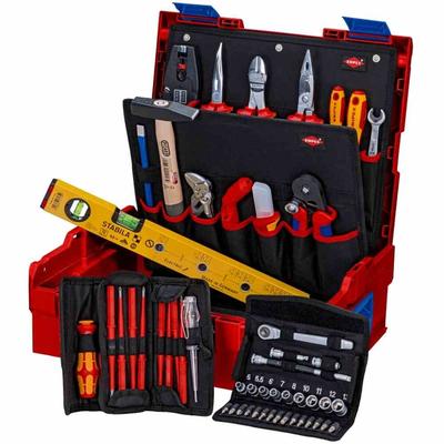 KNIPEX Werkzeug-Kunststoffbox, 21tlg, Elektromonteur-Set