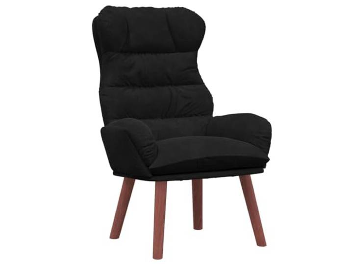 Heofavd Sessel Schwarz mit Samtbezug & Kautschukbaum Beinen 69x74x93cm