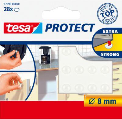 tesa® Rutschstopper Protect®, rund, selbstklebend, lärmdämpfend, Ø 8 mm, transparent, 28 Stück