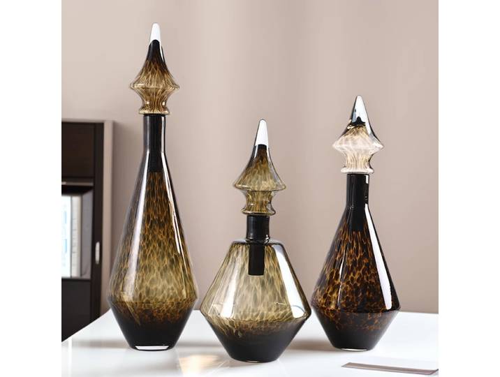 Vase rétro en verre ambré écaille de tortue à imprimé léopard, ornement de maison, arrangement floral, ornement de salon, ustensiles de décoration florale pour bureau