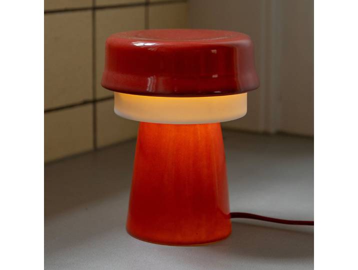 Hat Tischlampe, burgunder, Porzellan, Ø 16 cm - &Klevering - Schlafzimmer - Design - Keramik