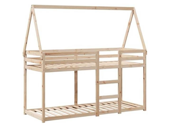 KTHLBRH Etagenbett mit Dach 80 x 200 cm aus massivem Kiefernholz Sicheres Design, Latten enthalten, Seitentür, geeignet für begrenzte Räume, Kinderzimmer