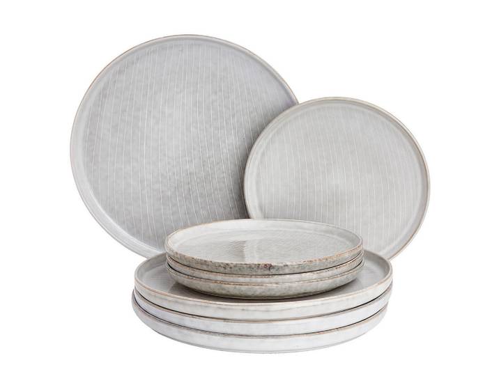 Butlers Teller SET 8-tlg. Henley 4 Personen, Grau, Keramik, 27x2x27 cm, Geschirr, Geschirrsets
